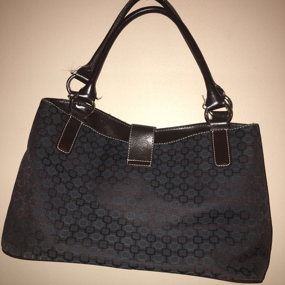 Black and Blue Square Print Handbag Purse - Picture 2 of 5